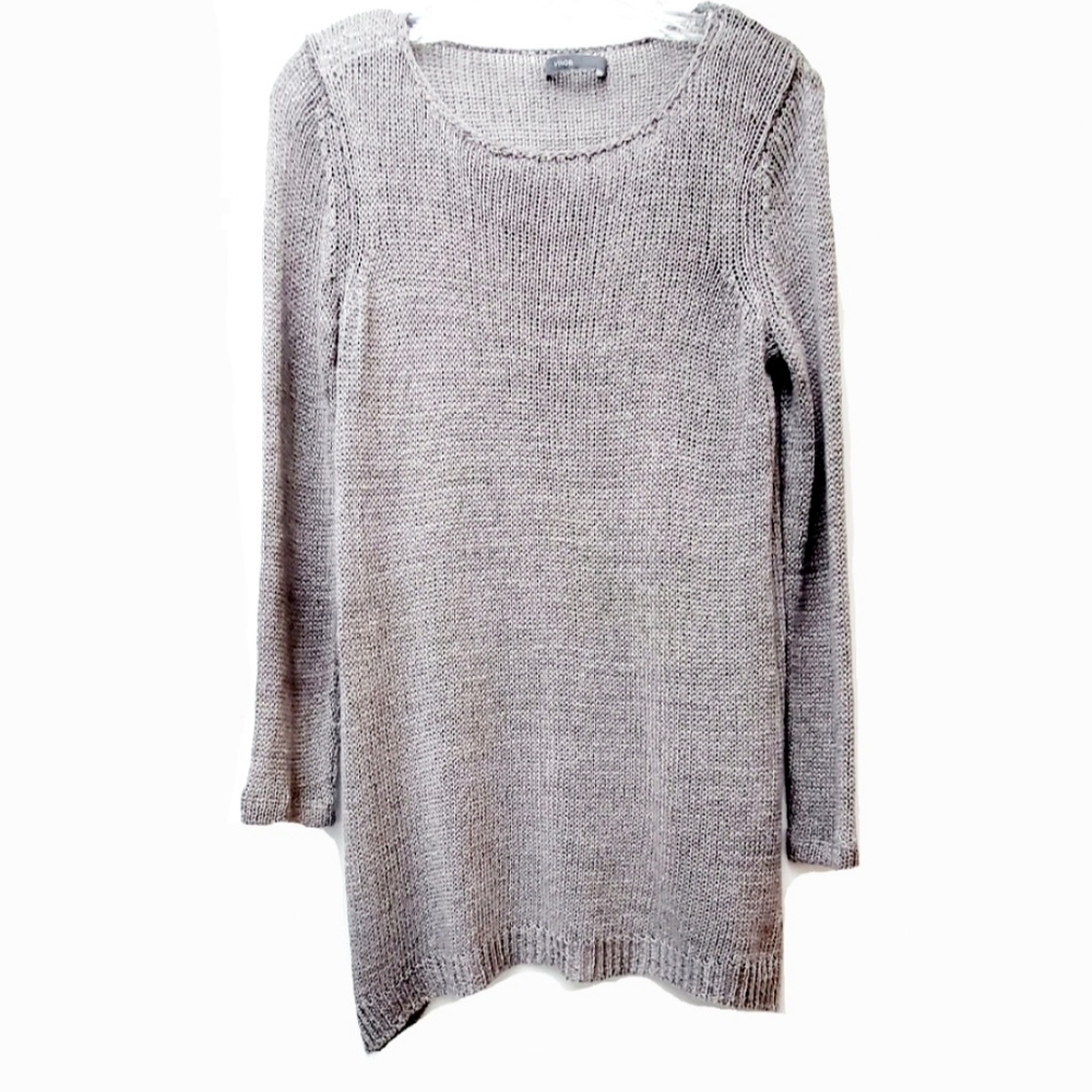 Vince Gray 100% Linen Knit Tunic Sweater Size Small Minimalist